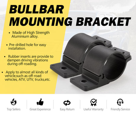 LIGHTFOX Pair 66mm 71mm Bullbar Mounting Bracket Clamp for Work Light Bar UHF Antenna