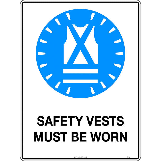 Safety Vests Must Be Worn Mining Safety Sign 600x450mm Metal