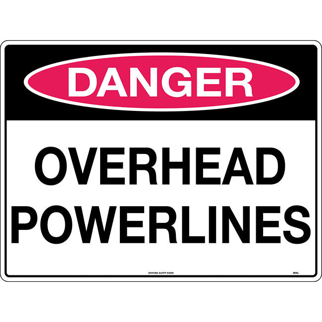 Danger Overhead Powerlines Safety Sign 600x450mm Metal