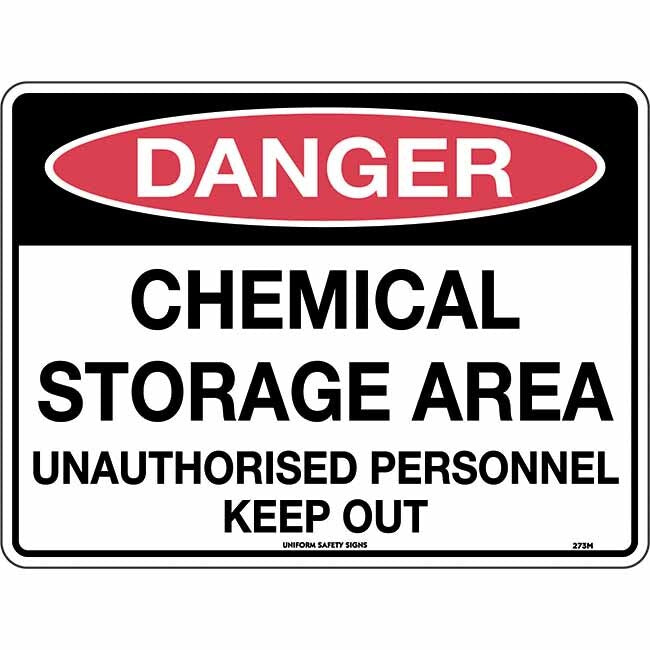 Danger Chemical Storage Area Unauthorised Personnel Keep Out Safety Sign 300x225mm Metal