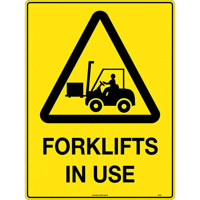 Caution Forklifts in Use Safety Sign 450x300mm Metal