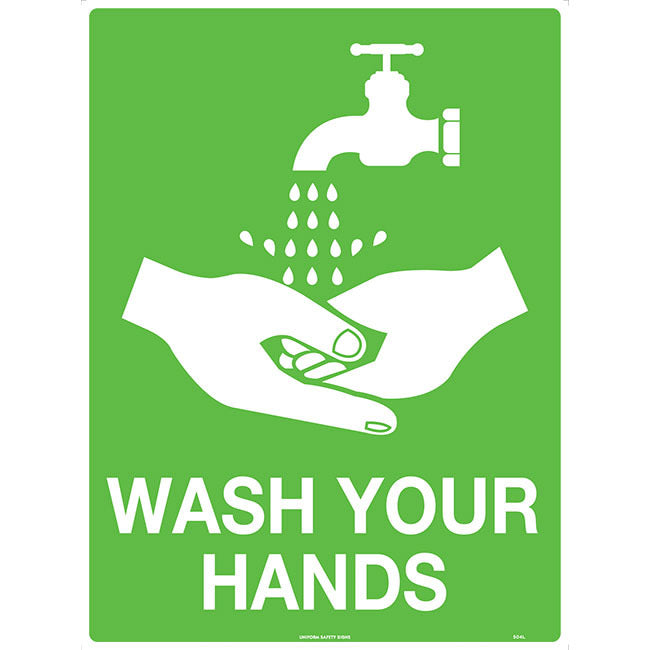 Wash Your Hands Safety Sign 300x225mm Metal