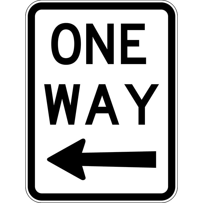 One Way left arrow Traffic Safety Sign Aluminium 600x450mm