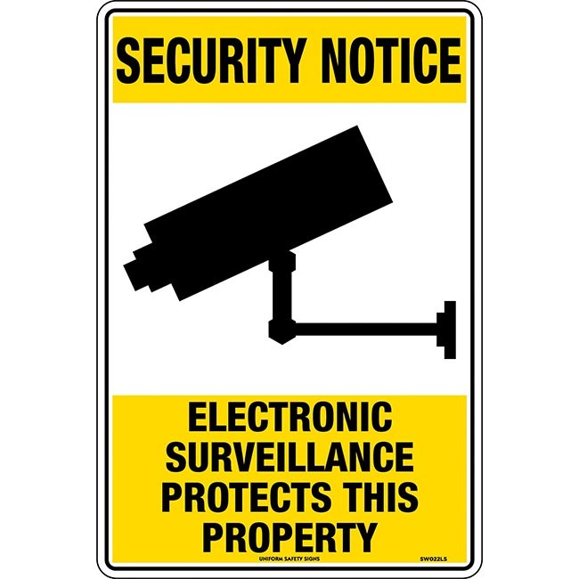 Security Notice Electronic Surveillance Protects This Property Sign Metal 450x300mm