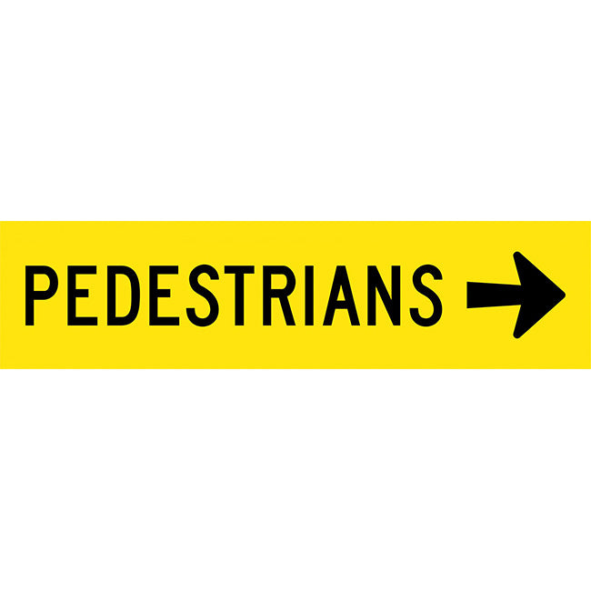 Pedestrians Arrow Right Traffic Safety Sign Corflute 1200x300mm