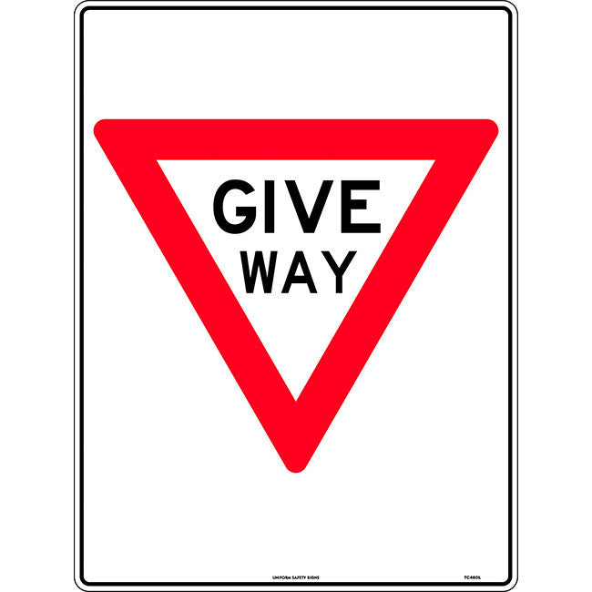 Give Way Triangle Traffic Safety Sign Metal 600x450mm