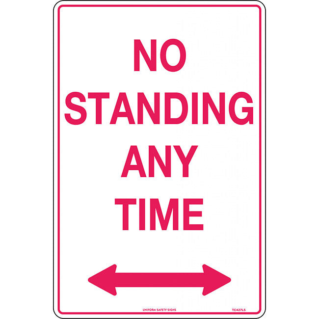 No Standing Any Time with Double Arrows Traffic Safety Sign Metal 450x300mm