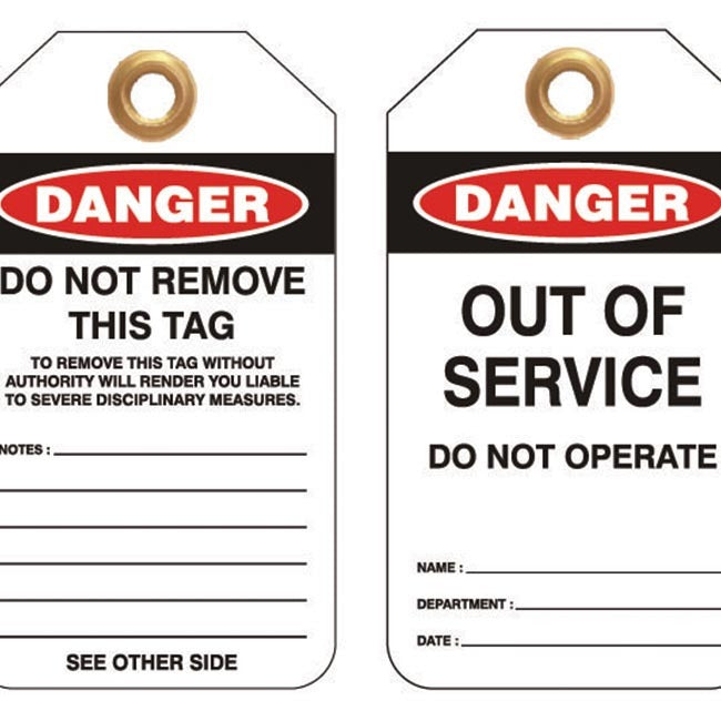 Danger Out Of Service Do Not Operate Heavy Duty PVC Lockout Tags Pack of 25