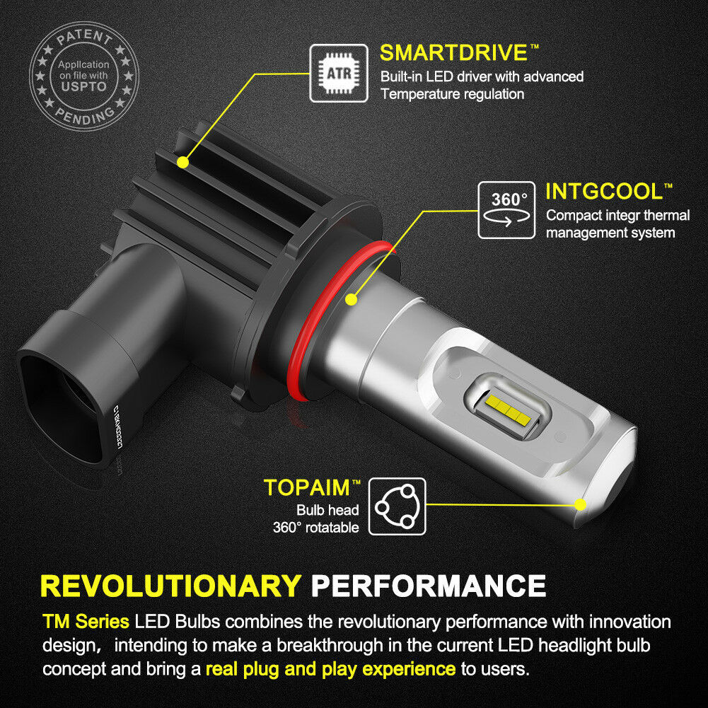 LIGHTFOX Pair Lumiled 9005 HB3 LED Headlight Kit High/Low Beam Replace Xenon Halogen Globe