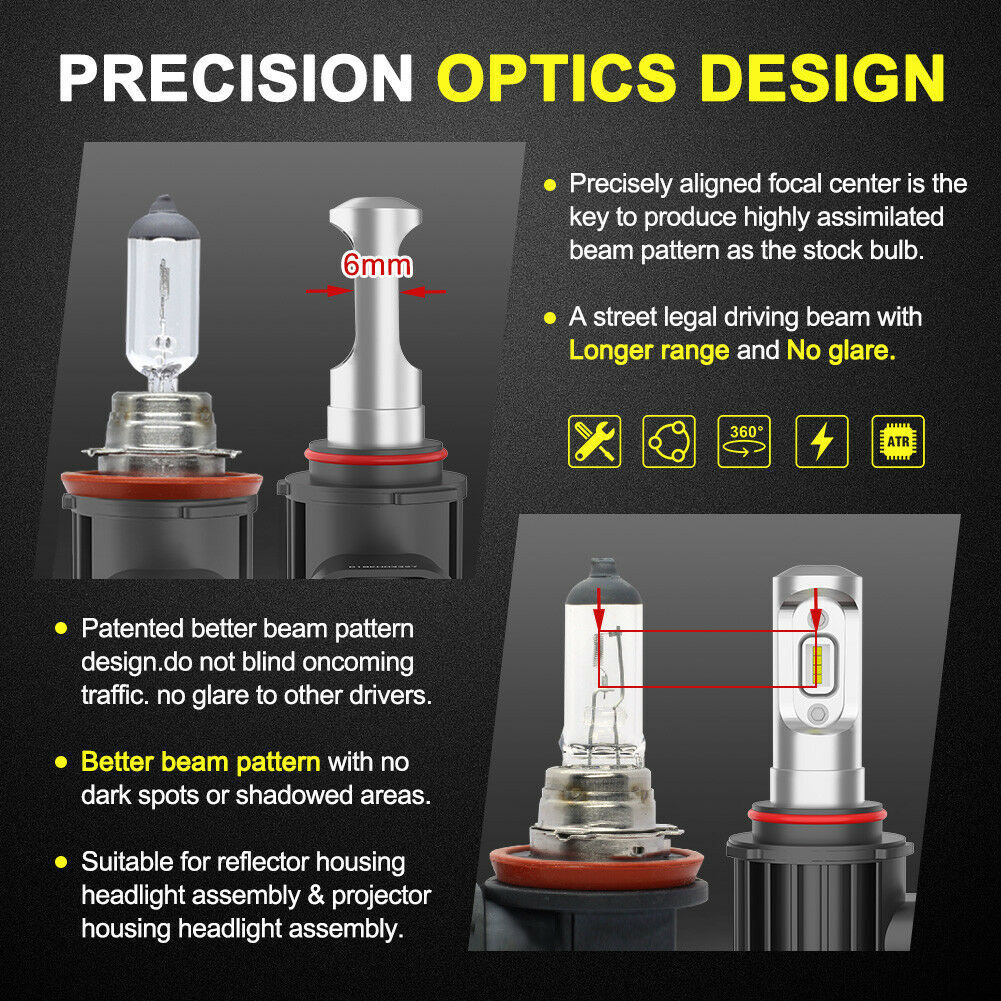 LIGHTFOX Pair Lumiled 9005 HB3 LED Headlight Kit High/Low Beam Replace Xenon Halogen Globe