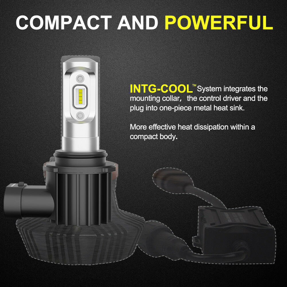 LIGHTFOX Pair Lumiled 9006 HB4 6000LM LED Headlight Kit High/Low Replace Xenon Halogen Globe