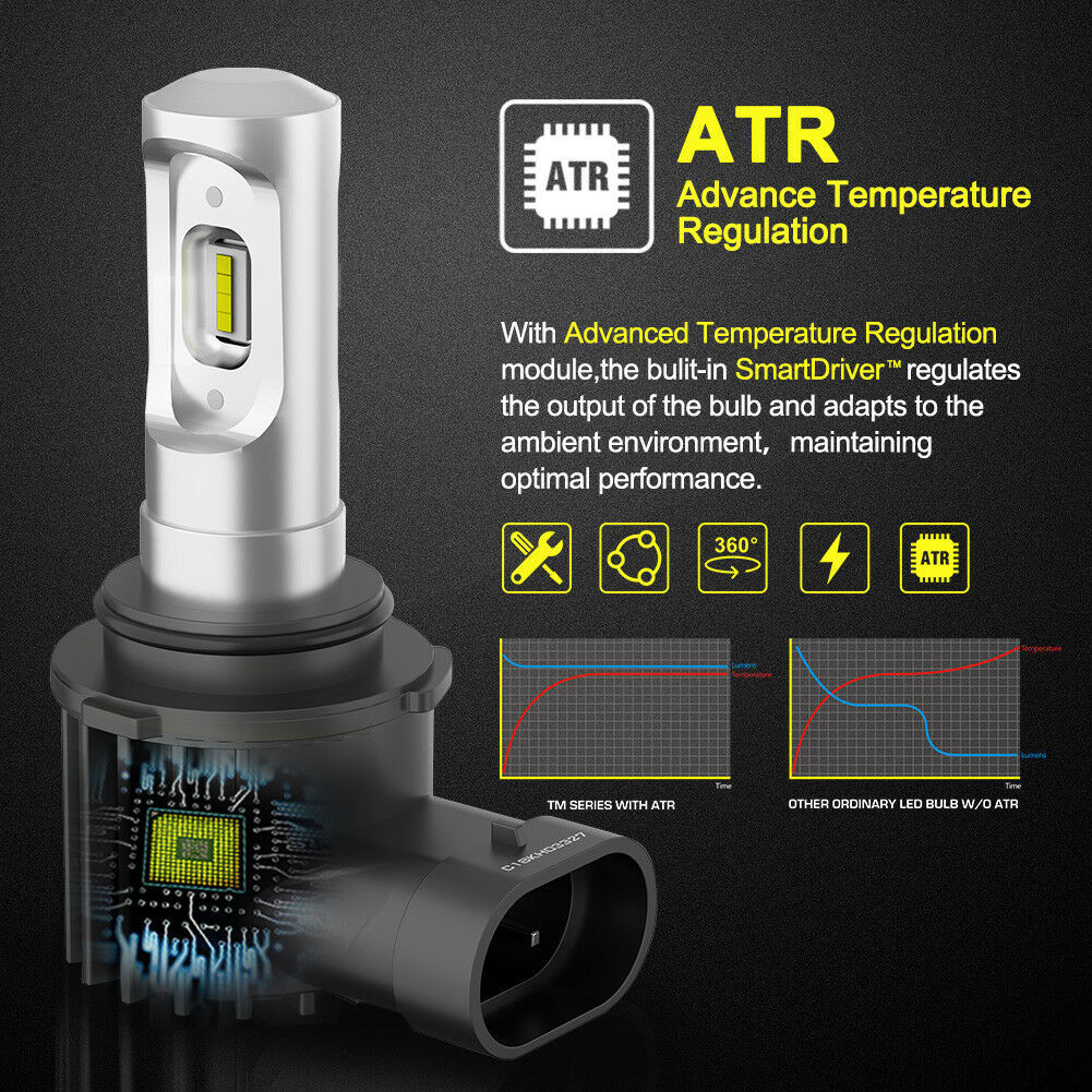 LIGHTFOX Pair Lumiled 9006 HB4 6000LM LED Headlight Kit High/Low Replace Xenon Halogen Globe