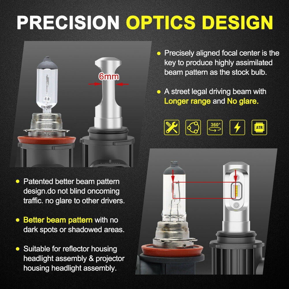 LIGHTFOX Pair Lumiled 9006 HB4 6000LM LED Headlight Kit High/Low Replace Xenon Halogen Globe