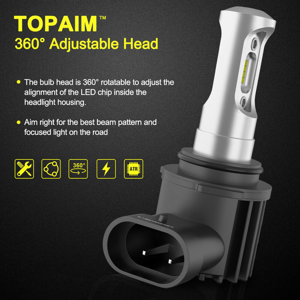 LIGHTFOX Pair Lumiled 9006 HB4 6000LM LED Headlight Kit High/Low Replace Xenon Halogen Globe