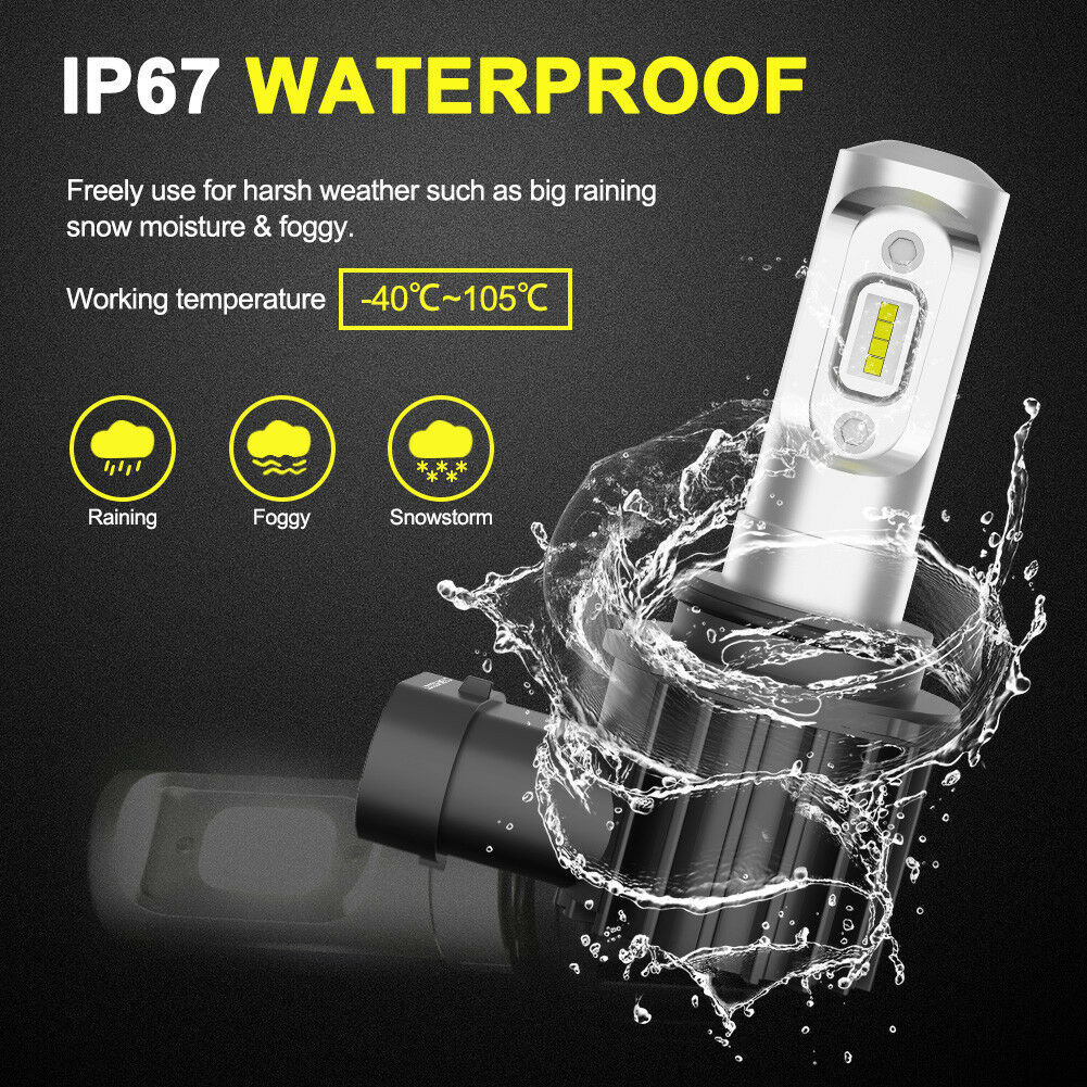 LIGHTFOX Pair Lumiled 9006 HB4 6000LM LED Headlight Kit High/Low Replace Xenon Halogen Globe