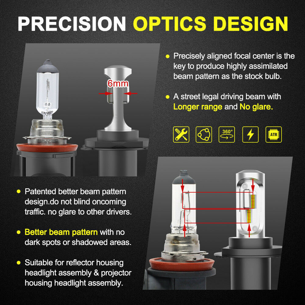 LIGHTFOX Pair 9003 H4 6000LM LED Headlight kit 6500K Lamp Bulbs Globes Hi/Lo Beam Upgrade