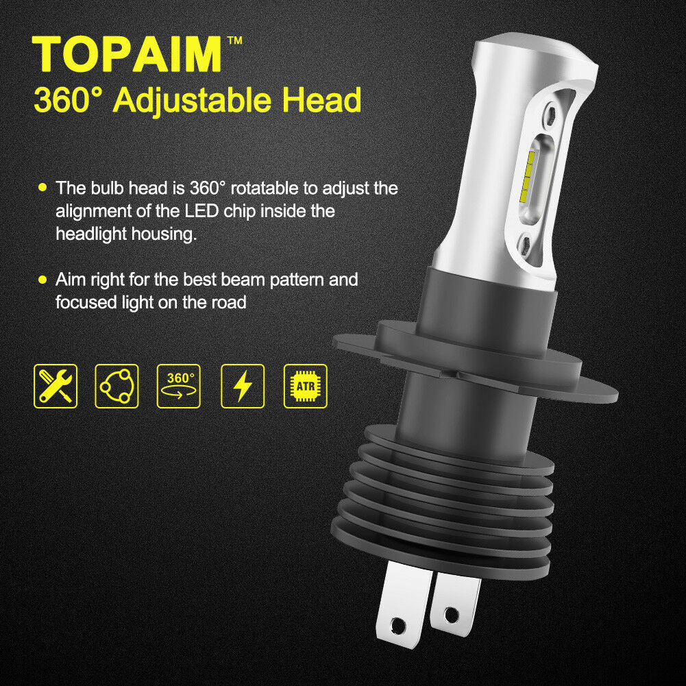 LIGHTFOX Pair Lumiled LED Headlight Kit H7 6000LM High/Low Beam Replace Xenon Halogen Globe