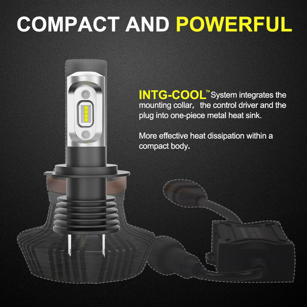 LIGHTFOX Pair Lumiled LED Headlight Kit H7 6000LM High/Low Beam Replace Xenon Halogen Globe