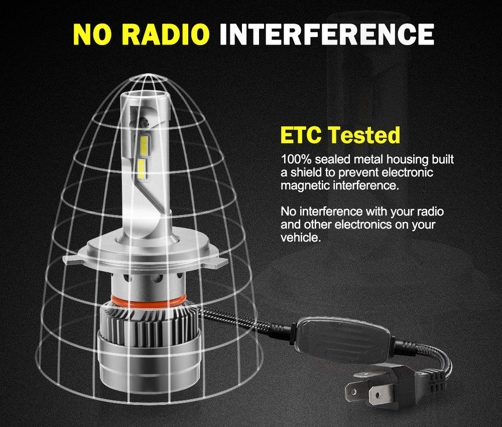 LIGHTFOX Pair H4 9003 LED Headlight KIT 60W 18000LM Hi/Low Beam Replace Halogen Xenon