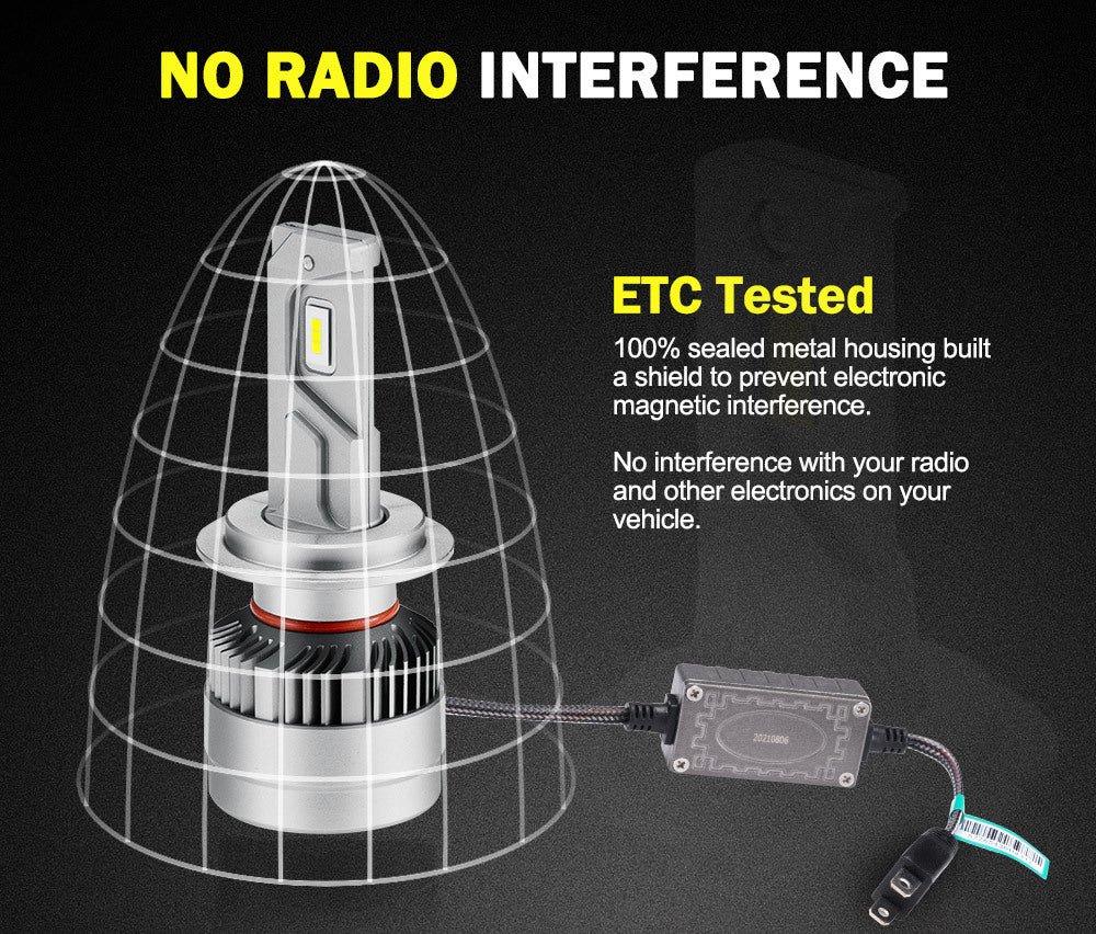 LIGHTFOX Pair Philips H7 Led Headlight Kit 18000LM Hi/Low Beam Vehicle Car Replace Halogen