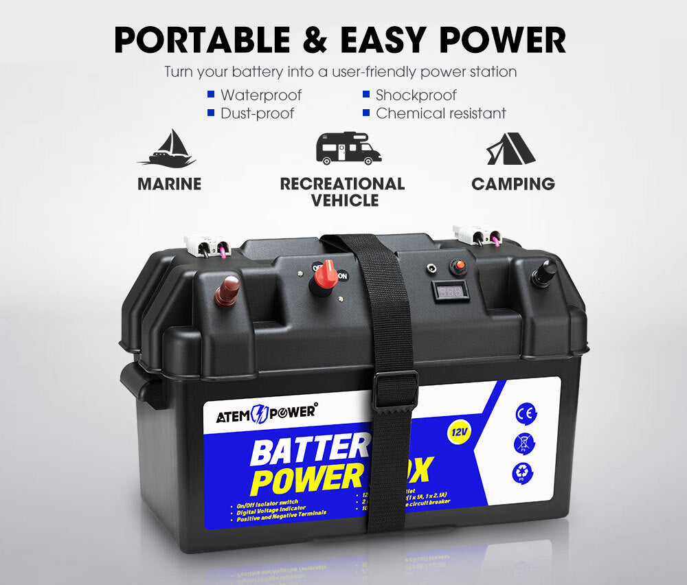 ATEM POWER 12V 25A DC to DC Battery Charger MPPT Dual Battery System with Battery Box