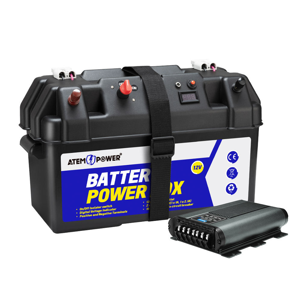 ATEM POWER 12V 25A DC to DC Battery Charger MPPT Dual Battery System with Battery Box