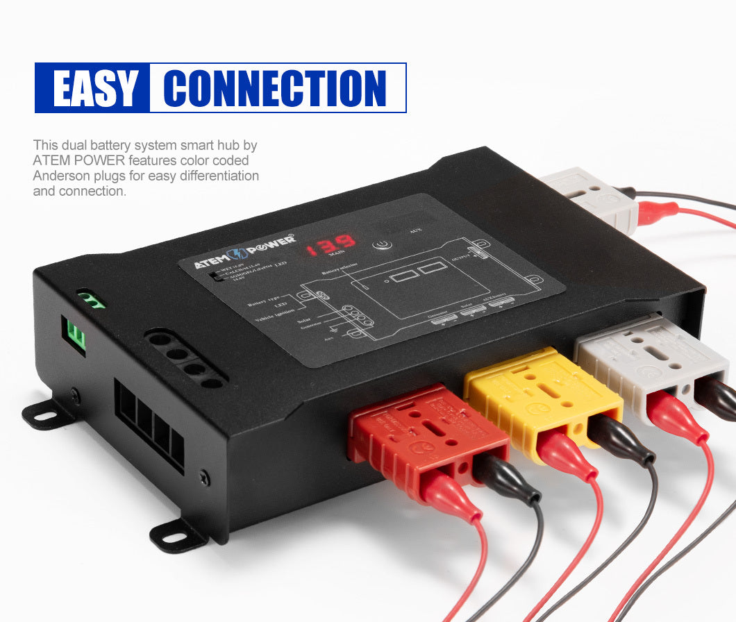 ATEM POWER 12V 40A DC to DC Battery Charger with MPPT Solar Dual Battery + Smart Hub