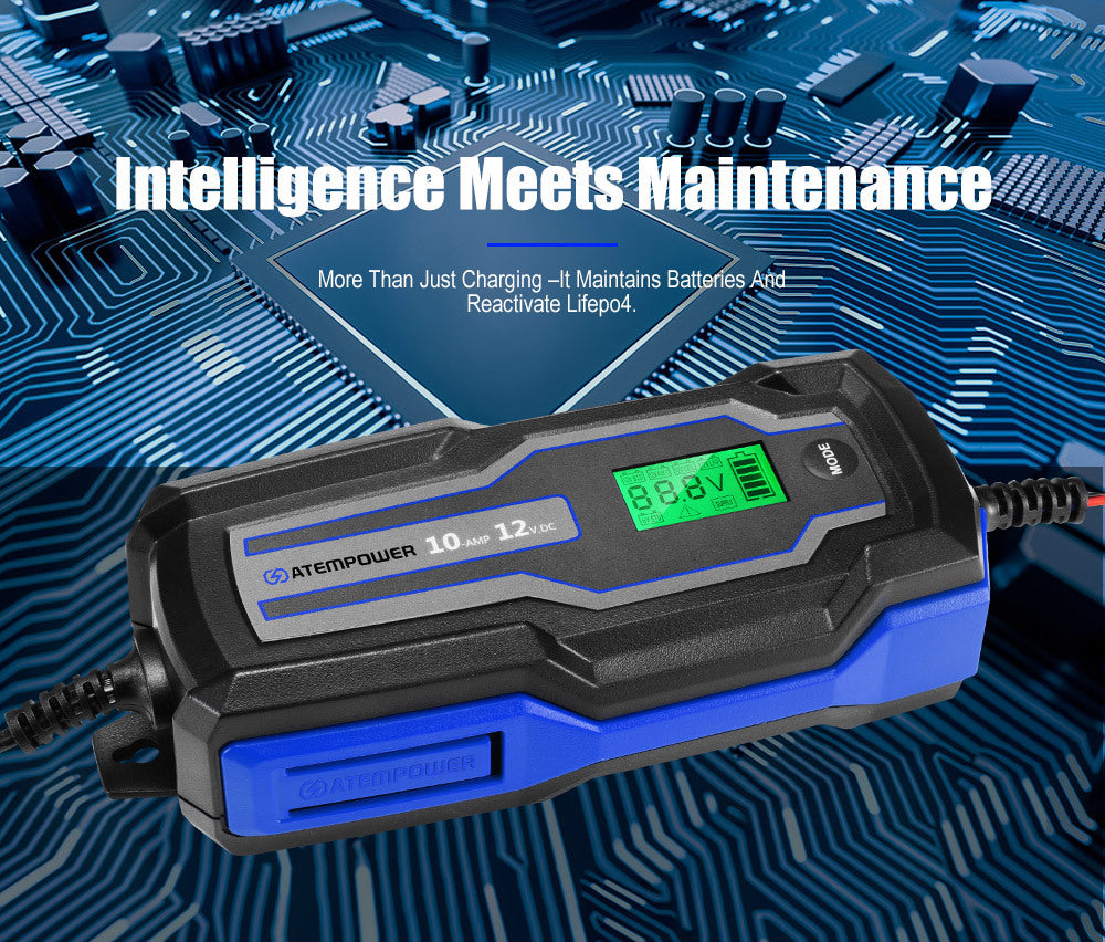 ATEM POWER Smart Battery Charger Trickle 10A 6V/12V