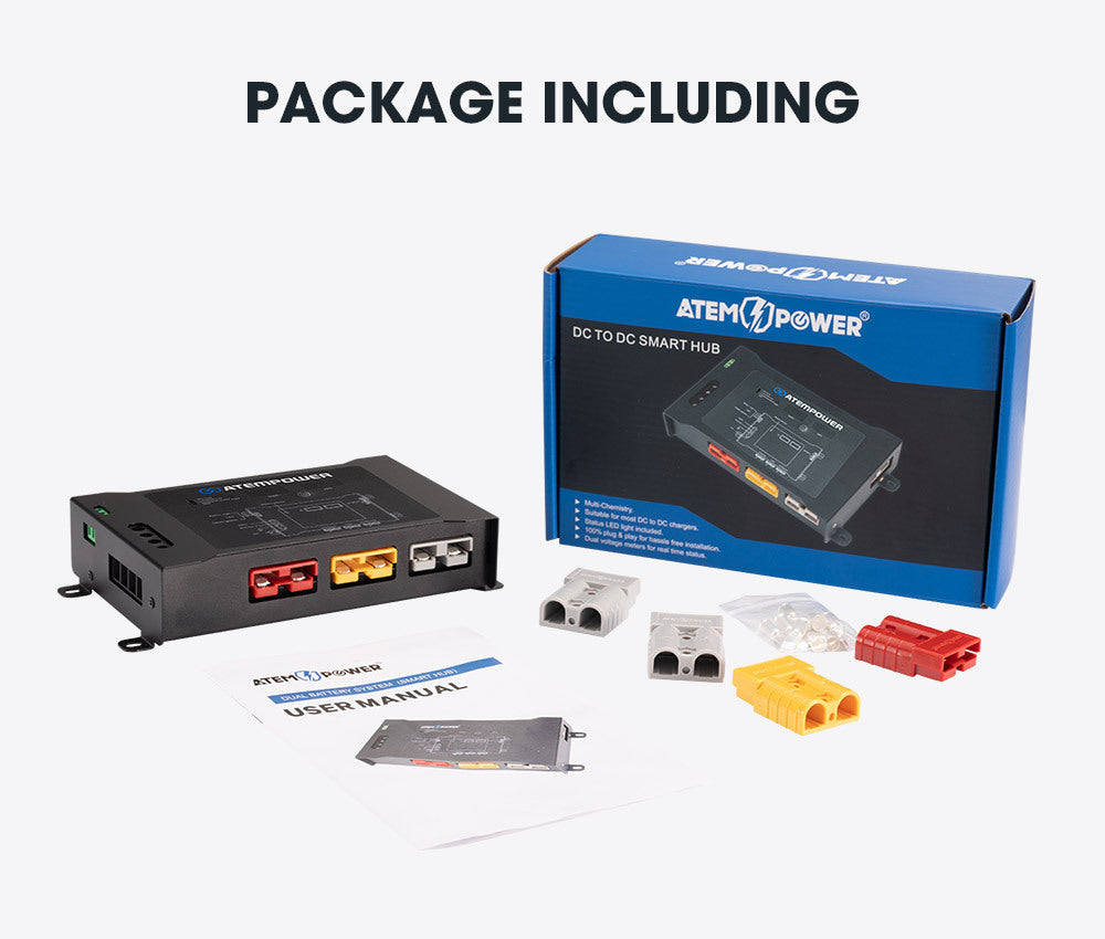 ATEM POWER DC to DC Dual Battery System Smart Hub Universal Fitment Dual Voltage Meters