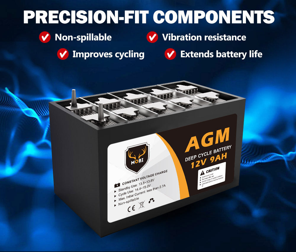 MOBI 12V 9AH AGM Battery Deep Cycle Battery AMP Lead Acid SLA Solar Power