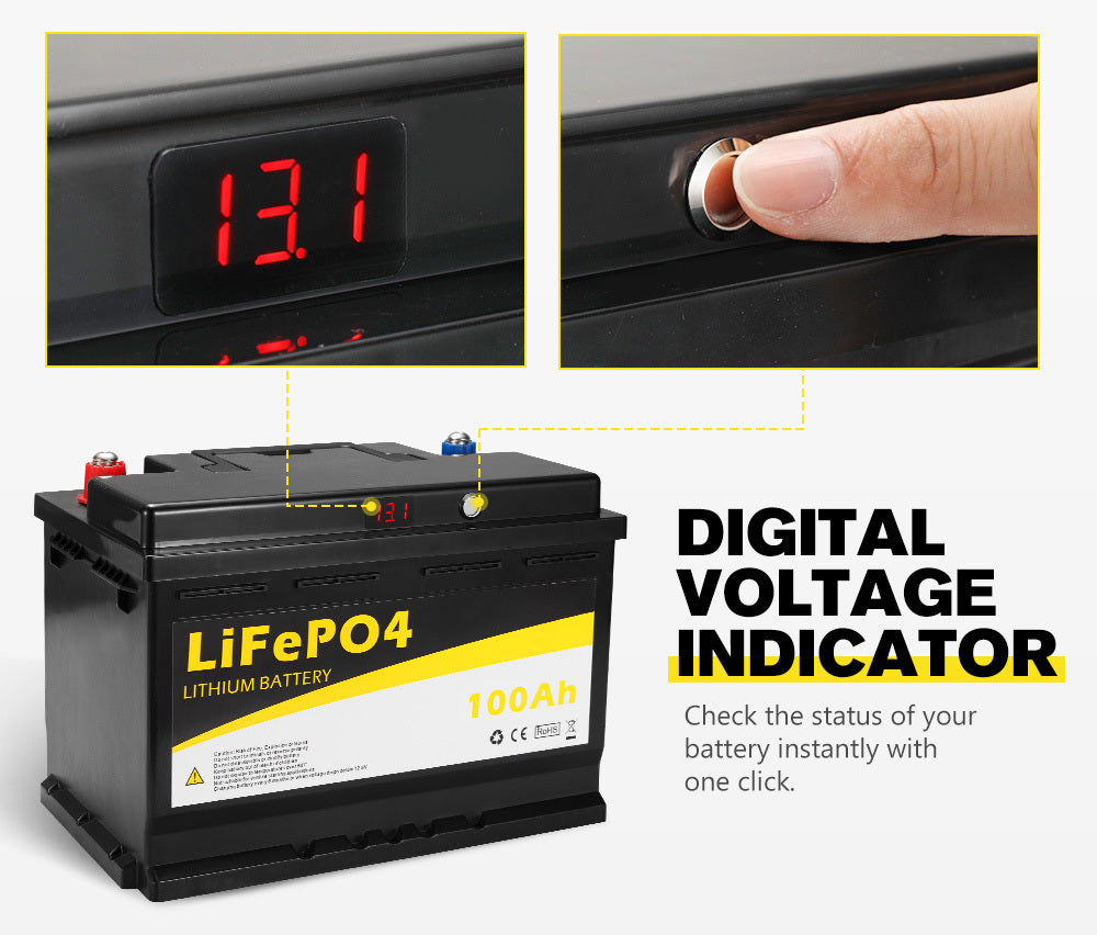 ATEM POWER 100Ah 12V Lithium Battery LiFePO4 Deep Cycle Rechargeable Marine & Battery Box