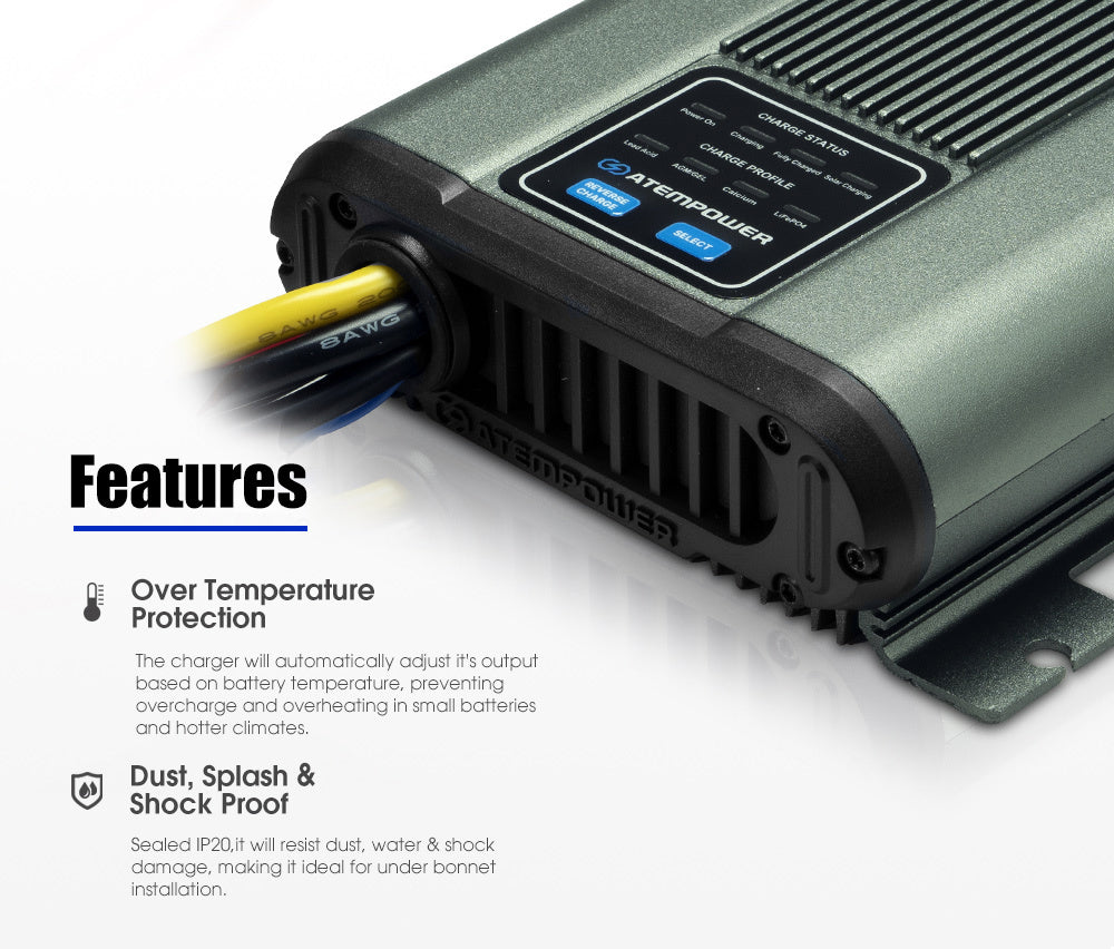 Atem Power 100AH 12V LiFePO4 Lithium Battery + 12V 40A DC to DC Battery Charger