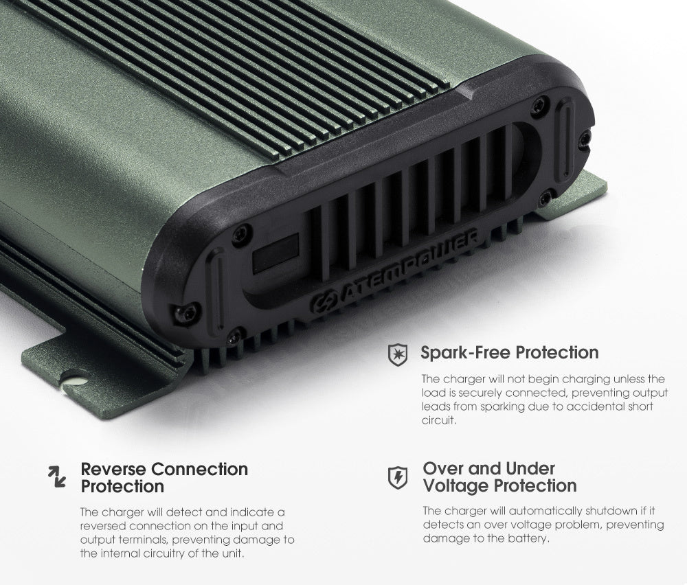 Atem Power 100AH 12V LiFePO4 Lithium Battery + 12V 40A DC to DC Battery Charger