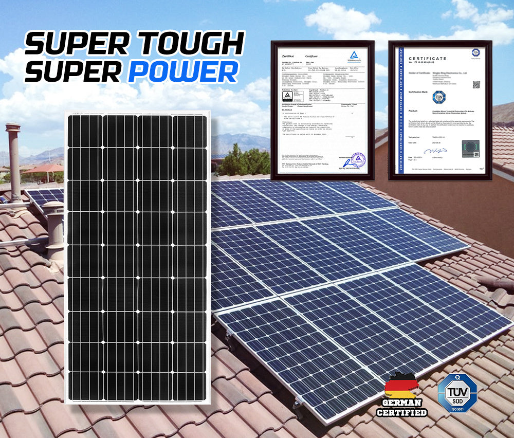 ATEM POWER 12V 200W Solar Panel Kit Mono Fixed Caravan Camping Power Battery Charging