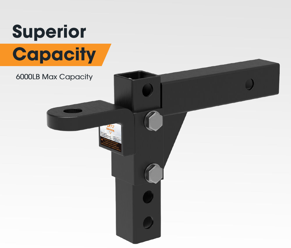 SAN HIMA Adjustable Towbar Tow Bar Ball Mount 2" Hitch Towing Trailer 4WD Car 6000lbs