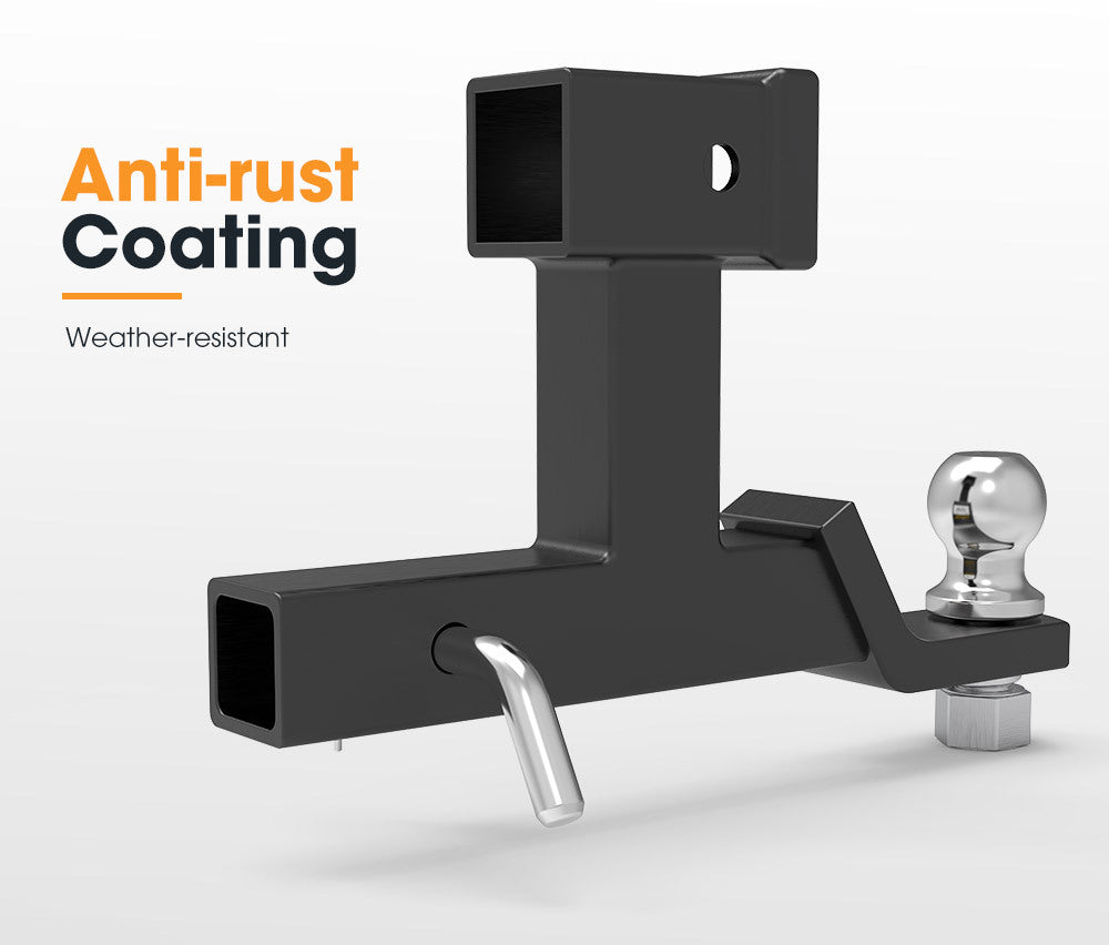 SAN HIMA Dual Hitch Ball Mount Tongue Multi Use 2" Tow Bar Trailer Camper Bike Rack 4WD