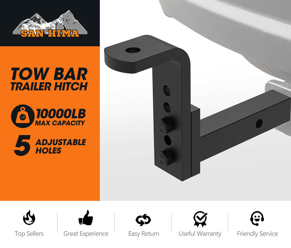 SAN HIMA Adjustable Towbar Ball Mount 2" Hitch Towing Trailer Camper Bike Rack 4WD