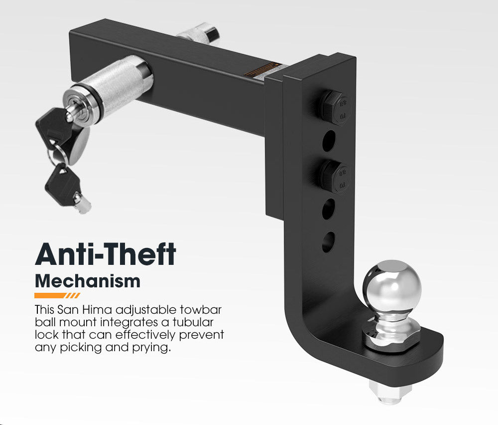 SAN HIMA Adjustable Towbar drop Tow Bar Ball Mount Tongue 2" Hitch Trailer 6000LBS 4WD Car