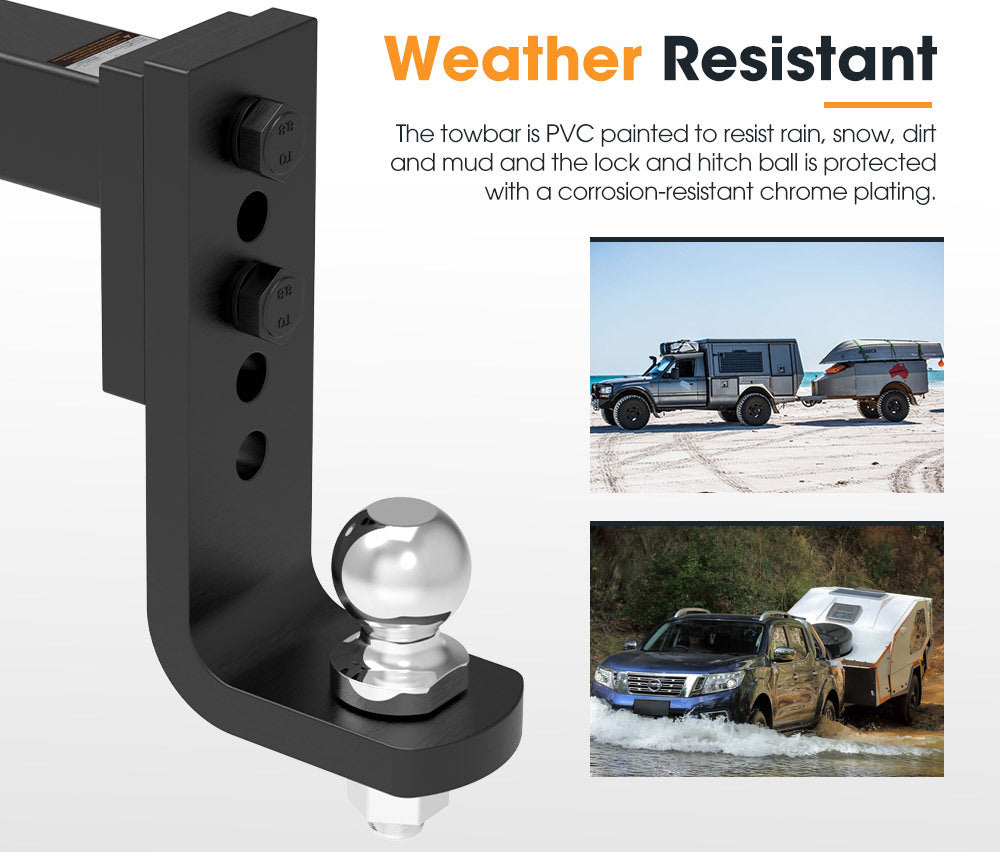 SAN HIMA Adjustable Towbar drop Tow Bar Ball Mount Tongue 2" Hitch Trailer 6000LBS 4WD Car