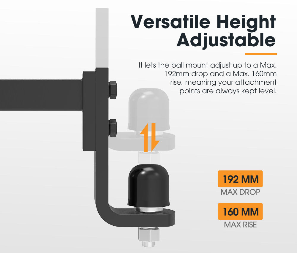 SAN HIMA Adjustable Towbar drop Tow Bar Ball Mount Tongue 2" Hitch Trailer 6000LBS 4WD Car