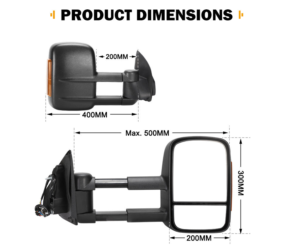 SAN HIMA Pair Towing Mirrors for Ford Ranger MK PX PX2 PX3 XL XLT XLS Wildtrak 2012-MY2021