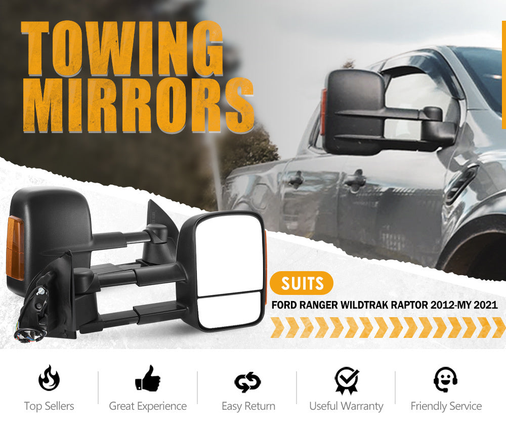 SAN HIMA Pair Towing Mirrors for Ford Ranger MK PX PX2 PX3 XL XLT XLS Wildtrak 2012-MY2021