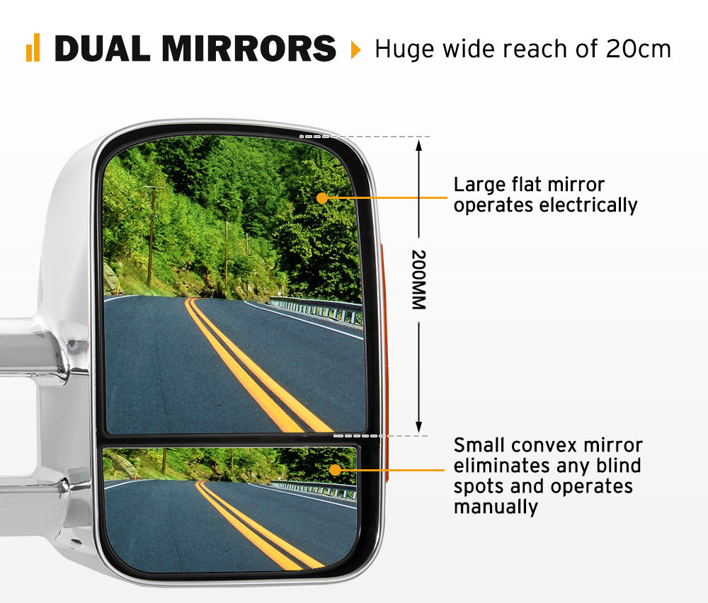 SAN HIMA Pair Towing Mirrors for Mazda BT-50 2012 to Mid-Year 2020 W/ Indicators