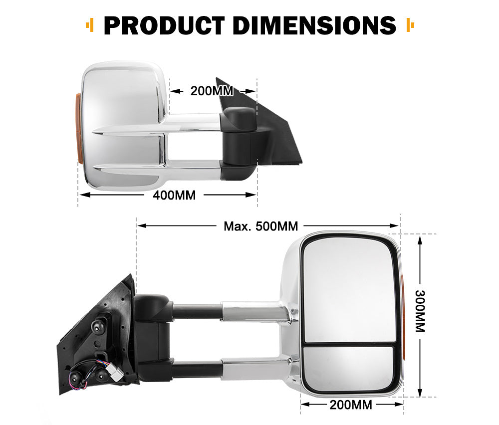 SAN HIMA Pair Towing Mirrors for Mazda BT-50 2012 to Mid-Year 2020 W/ Indicators