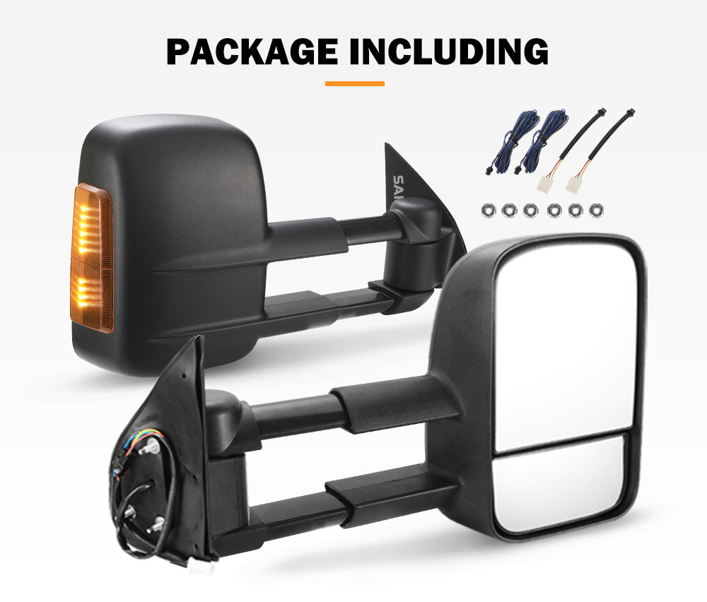 SAN HIMA Pair Towing Mirrors for Toyota Hilux 2005-2015 BLACK