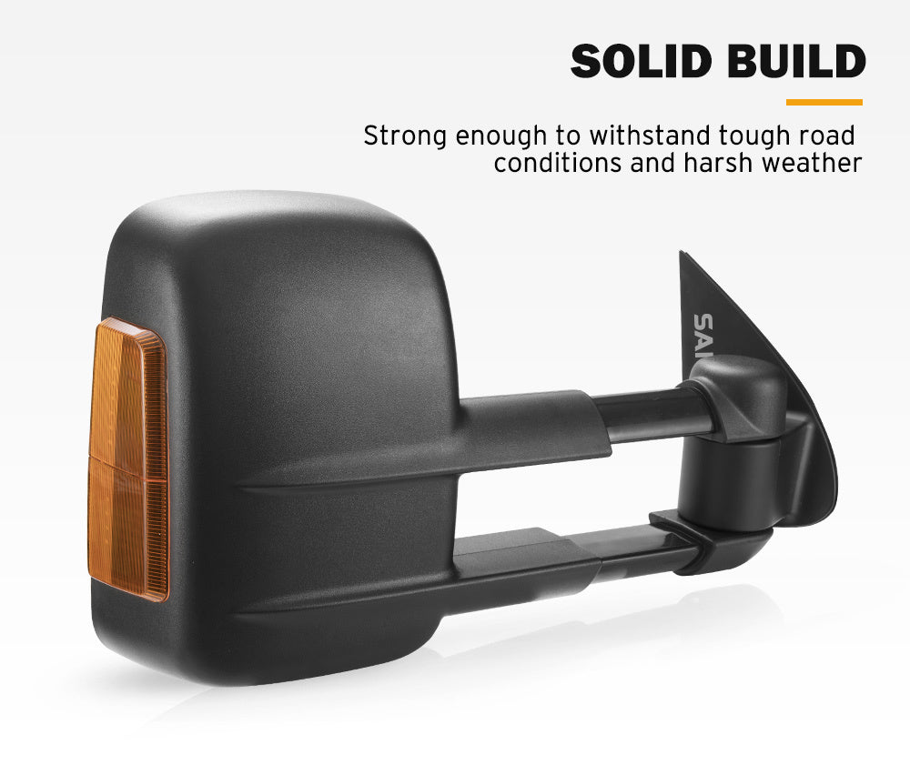 SAN HIMA Pair Towing Mirrors for Toyota Hilux 2005-2015 BLACK