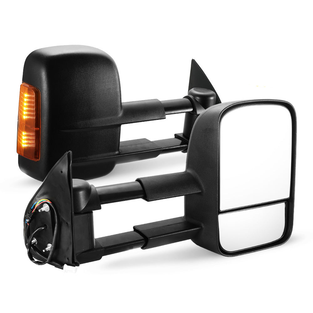 SAN HIMA Pair Towing Mirrors for Toyota Hilux 2005-2015 BLACK