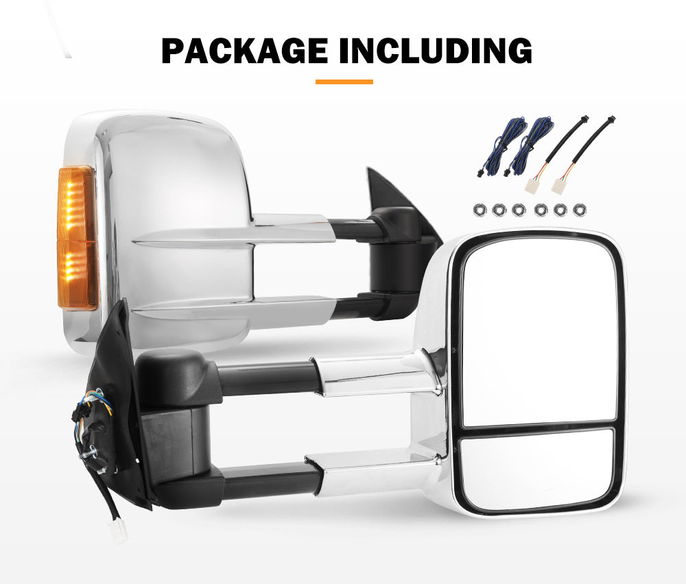SAN HIMA Pair Towing Mirrors for Toyota Hilux 2005-2015 Chrome