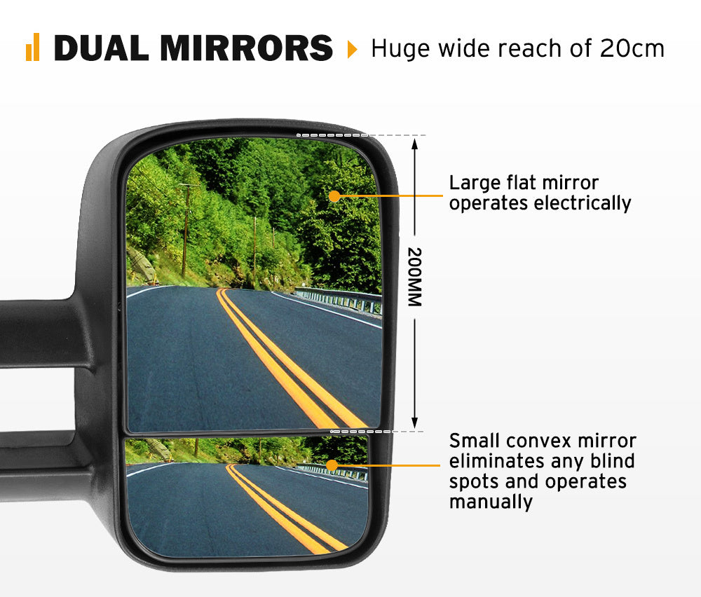 SAN HIMA Pair Towing Mirrors for Toyota Prado 120 Series 2002-2009