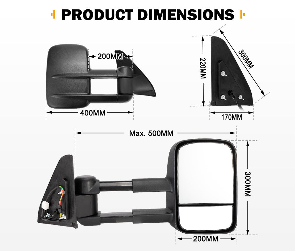 SAN HIMA Pair Towing Mirrors for Toyota Prado 120 Series 2002-2009
